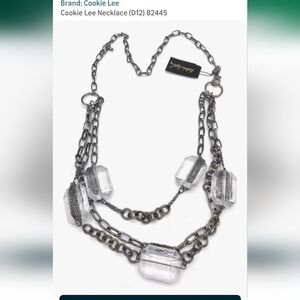 Cookie Lee Silver Necklace with‎ Clear Beads
